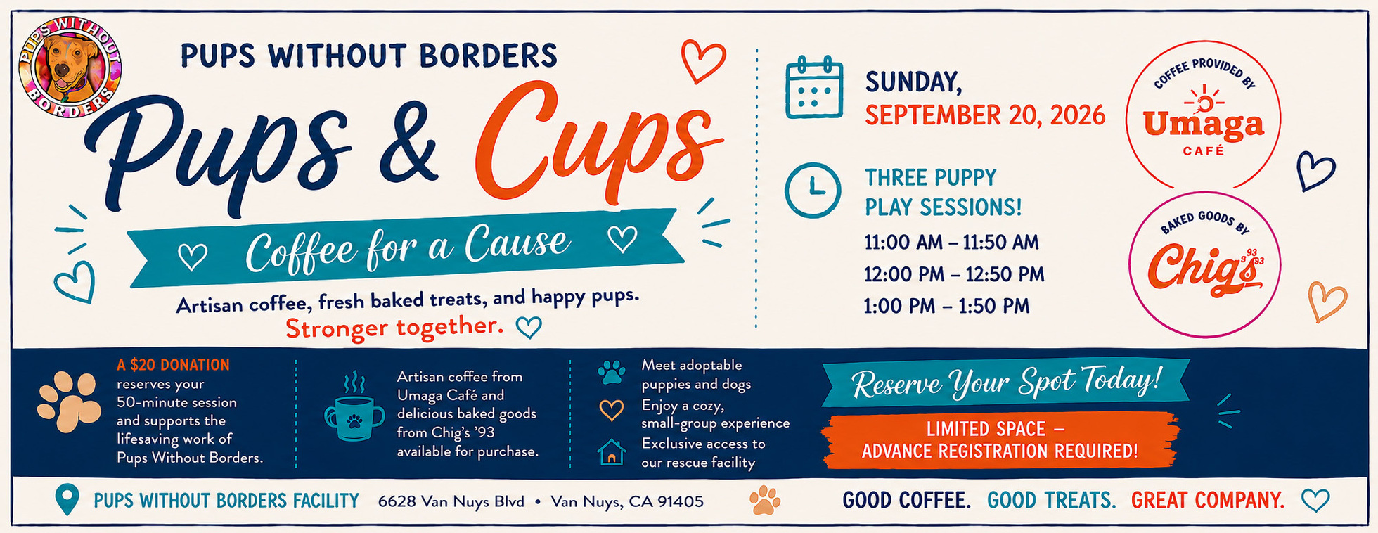 Pups & Cups: Coffee for a Cause September 20, 2026